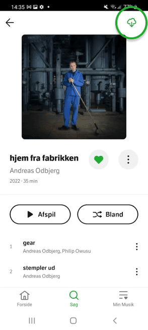 Tryk på download-ikonet øverst til højre