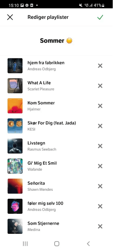 Billedet viser, hvordan du redigerer din playliste