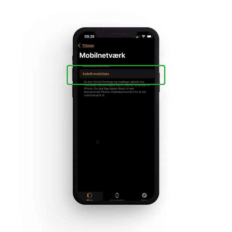 Smartwatch indstil mobildata